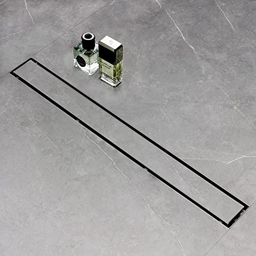 SaniteModar 6096 cm Duschrinne mit Fliesenverdeckter Stealth und 304 Edelstahl gebürstet poliert 2 und 1 Paneel.Flieseneinsatz Duschablauf ist ausgestattet mit verstellbaren Füßen Haarfiltern 24 Inch