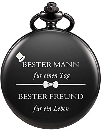 TREEWETO Taschenuhr - Personalisiert Graviert Best Man Taschenuhr Quarz Fobwatch - Bräutigam Geschenke Für Hochzeit | Trauzeuge Geschenke -Trauzeuge Taschenuhr Hochzeitsgeschenk