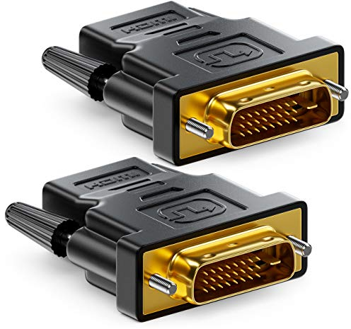 deleyCON 2X Adaptateur HDMI-DVI - HDMI Femelle vers Connecteur DVI-D Mâle (24+1) (19pol) 1080p Full HD 1920x1200 - Noir
