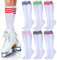 Unittype 6 Paar Rollschuhe Socken Kniestrümpfe Skating Athletic Sport Socken Gestreifte Schlauchsocken für Männer Frauen Mädchen Jugend, Frische Farben, Einheitsgröße