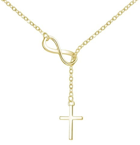 Philip Jones Gold Plated Infinity with Cross Lariat Necklace