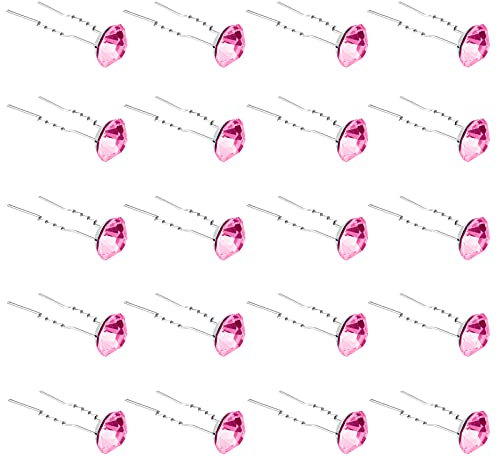 ZOUIQSS 20 Pack (Rose) Épingles à Cheveux en Strass Pinces à Cheveux en Cristal pour Mariée Mariage Femmes Accessoires de Bijoux de Cheveux, avec Récipient Transparent