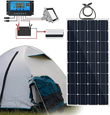 BEIJIAYI Kit Panneaux Solaires 300 W pour Centrale électrique Portable, Module Monocristallin à Haute Efficacité pour Camping-Cars Et Tentes avec Contrôleur Charge 40 A,1x300W
