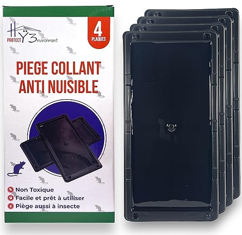 HY3 Piege a Souris⎮Grande Taille⎮4 Plaque Collante Souris⎮Piege a Rat⎮Piège à Souris⎮Plaque Souris⎮Attrape Souris⎮Colle Souris⎮ Glue Souris⎮Plaque de Glue Souris⎮Plaque englué Souris⎮Puissant