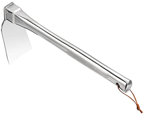 PATIKIL 14.17'' Hacke Garten Grubber Edelstahl Hacke Harke Quadrat Handgriff Hacke Werkzeug für Garten Graben Jäten Erde Silber