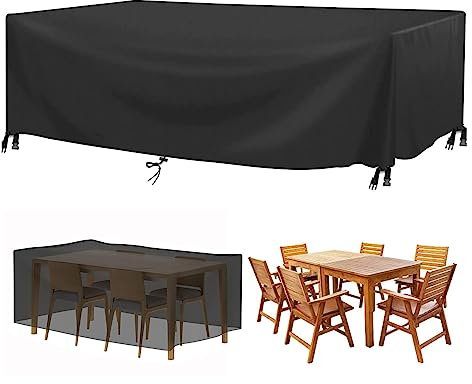 Flyace Abdeckung für Gartenmöbel Wasserdicht Multi Größe Abdeckplane Gartenmöbel 600D Schutzhülle Gartenmöbel Terrasse Gartenmöbel Abdeckungen für Gartenmöbel Sets Tische und Stühle 160x100x100cm