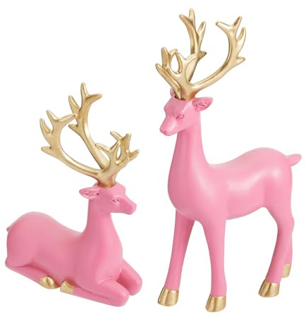 Regalo decorativo di Natale, 2 pezzi, scultura a forma di cervo, geometrica, ornamenti 3D a forma di cervo, utilizzati per mettere in risalto l'atmosfera festiva per camino, tavolo da pranzo e