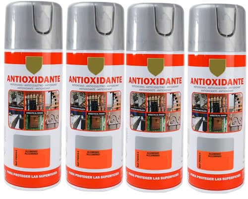 various-Pintura Spray Antioxidante Aluminio 400 Ml para las Superficies de Metal, Hierro y Aluminio,Pack de 4 Unidad