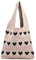 CUNGGI Gestrickte Umhängetasche, Gehäkelte Tragetasche mit süßem Herzmuster, Hobo-Tasche, gestrickt zum Einkaufen Schultertasche Tote Bag hohle Shopper Strandtasche für Damen (Khaki)