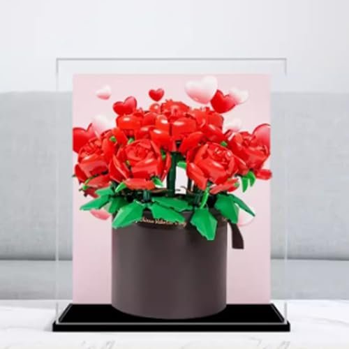 HAIWENFEIQI Vitrine en acrylique pour Lego 40460 Rose Boîte cadeau étanche à la poussière Compatible Lego modèle vitrine cadeau (modèle non inclus)