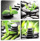 CHDITB 4 Stück,40 * 40cm,Grüne Zen Leinwandbilder,Zen Wandkunst,Zen Wellness Pflanzen Poster,Grüne Triebe und Schwarze Zen Steine Wandkunst,Moderne Wandbild für Büro Wohnzimmer Schlafimmer Yoga Spa
