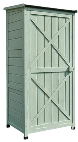 Wasserdichter Outdoor-Holzschrank für Hinterhöfe und Terrassen, Mehrzweck-Organizer-Schrank mit geneigtem Asphaltdach (grün)
