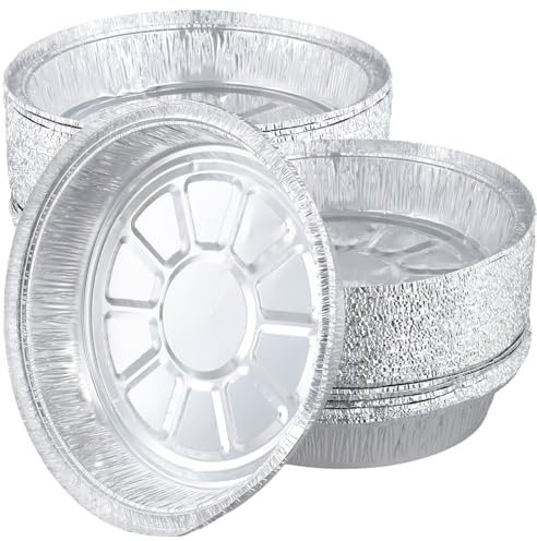 MUKSUET 50 PCS 9 Inch Tin Foil Dishes, Pie Dish Aluminum Foil, 1350ml Aluminum Foils Pie Pans, Disposable Pie Pans for Baking Home Restaurant Food Storage Cooking, 23 x 4.5 CM
