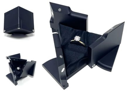 Kinetic Würfel-Ringbox, drehbar, mechanisch, Aluminium, Schmuckschatulle, quadratisch, Ehering-Box für Antrag, Verlobung, Hochzeit, einfach in Ihre Tasche oder Handtasche zu passen