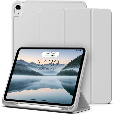 aoub Case for iPad 11th Generation 2025 (A16) 11 inch/ 10th Generation 2022 10.9 Inch, Case with Pencil Holder for iPad 11/10 Gen, TPU Soft Silicone Protective Cover, Auto Sleep/Wake, Gray
