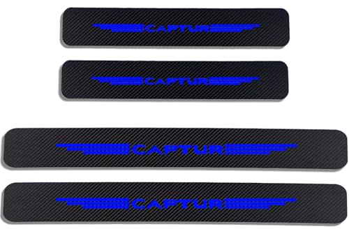 JYMLOV 4pcs Car Door Sill Protector Strips Carbon Fiber Threshold Protective Film Kick Plate Cover Sticker for Ren-Ault CAPTUR Car Accessories,Blue