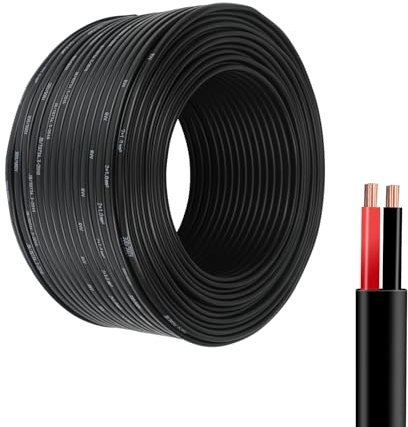 Yuanjoy 2 Adriges Schwarzes 5 Meter Kfz Kabel, 1.0 mm² Mehradrige Anhänger, Flachdraht Erdkabel Schwarz, Erdungskabel für Wohnwagen, LKW, Industrie