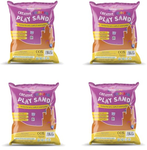 Rainbow Eco Play – Coloured Orange Sand – 20kg - 100% Natural - Play Sand Art Kits for Kids – Childrens Craft - 4x5kg
