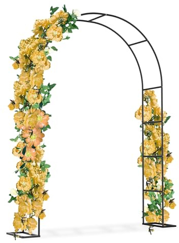 NAIZY Arco per rose in metallo, 2,4 m, stabile, per decorazione da giardino, resistente alle intemperie, per matrimoni, per piante rampicanti, colore nero