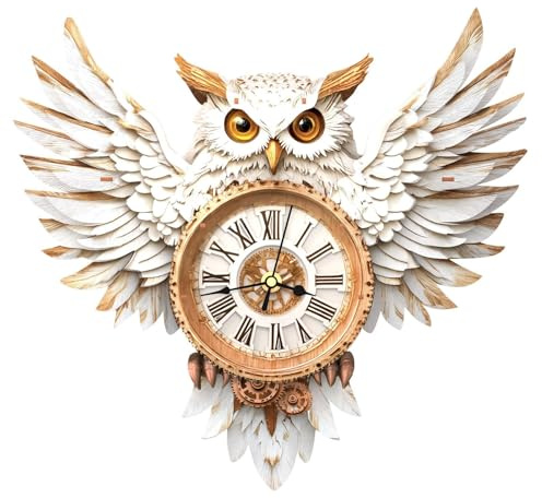 Lilcubics 3D Wooden Puzzles for Adults, Snowy Owl Wall Clock Kit, Model Kits to Build, DIY Puzzle Owl Gifts, Home Decor Creative Gift for Men and Women, Pendulum Wood Craft