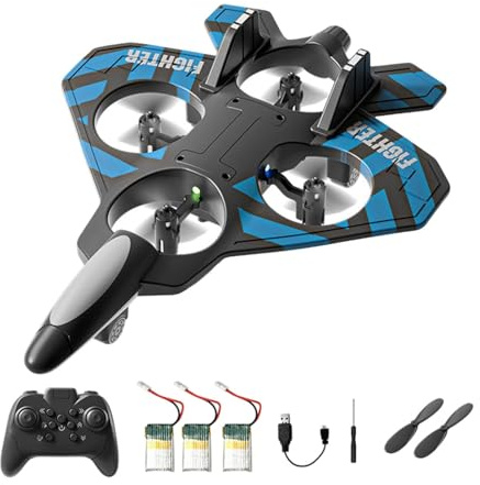 MotiveTech Remote Control Airplane Radio Controlled Glider Fighter Airplane Toy Foam Model for 360 Degree Flips And Night Suitable for Kids, Blue with 3 Battery