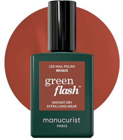 Manucurist Green Flash™ Gel Nagellack Roter Brique | Nägel Selber Machen für UV Lampe Nägel - Professionelle Maniküre - UV Lack, 12-Free Lack, Bio-basiert