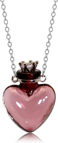 PLIGREAT Heart Vial Perfume Bottle Necklace, Memorial Pendant | Urn Necklace For Women, Essential Oil Diffuser Charm, Heart Bottle Jewelry For Ashes, Cremation Keepsake Gift