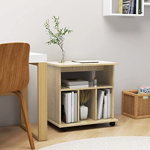 Owoxanthellate Rollcontainer Sonoma-Eiche 60x45x60 cm aus Holzwerkstoff Modernes Design mit 4 Rollen für Büro Home Office Flur und Schlafzimmer