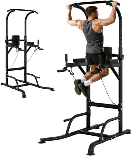 RISINGUKST Power Tower Dips Klimmzugstange Freistehend Höhenverstellbar | Multifunktional, Heimfitness, Krafttraining, Körperübungen, Stabil und robust, Schnelle Montage, Platzsparend