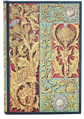 Paperblanks 12-Monatskalender 2025, Wilde Distel, Mini, Tagesüberblick, Elastikband-Verschluss