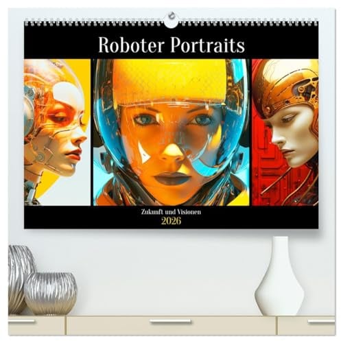 Roboter Portraits. Zukunft und Visionen (hochwertiger Premium Wandkalender 2026 DIN A2 quer), Kunstdruck in Hochglanz: Die Zukunft im Blick! Roboter ... Intelligenz. (CALVENDO Technologie)