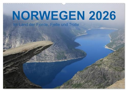 Norwegen 2026 - Im Land der Fjorde, Fjelle und Trolle (Wandkalender 2026 DIN A2 quer), CALVENDO Monatskalender: Norwegen wartet mit vielfältigen ... bis zu hohen Gipfeln auf. (CALVENDO Orte)