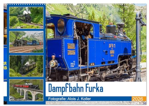 Dampfbahn Furka 2026 (Wandkalender 2026 DIN A2 quer), CALVENDO Monatskalender: Fahrt mit der DFB - Dampfbahn Furka Bergstrecke - in den Alpen (CALVENDO Mobilitaet)