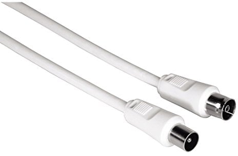 Hama | Cable de antena M-H (Cable de 1.5m, Ideal para TV por Cable, Doble blindaje, Enchufe coaxial) Color blanco