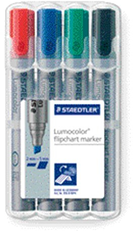 Staedtler Flipchartmarker Lumocolor® flipchart marker 356 B Rot, Blau, Grün, Schwarz 1 Set