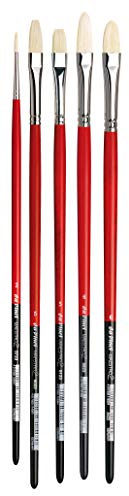 da Vinci Oil & Acrylic Series 4240 Maestro 2 Oil Brush Set, Hog Bristle with Red Handles, 5 Brushes (Series 5023, 5123, 5423, 5923, 5723)