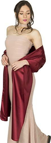 BlackButterfly Satin Hochzeit Brautjungfer Abschlussball stahlen Schärpe Schalverpackung Schal (Weinrot, Einheitsgröße)