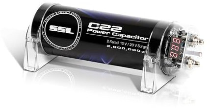 Sound Storm Laboratories C22 Car Audio Capacitor - 2 Farad, Energy Storage, Enhance Bass from Stereo, for Amplifier and Subwoofer, Warning Tones, LED Voltage Meter