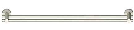Lenz Doppel-Badetuchhalter Scala Nickel – Länge 60 cm, Individuell kürzbar | Zwei Handtuchstangen, Optimal für 2 große Handtücher, Zum Kleben oder Bohren, Inklusive Kleber und Montagematerial, 5077222
