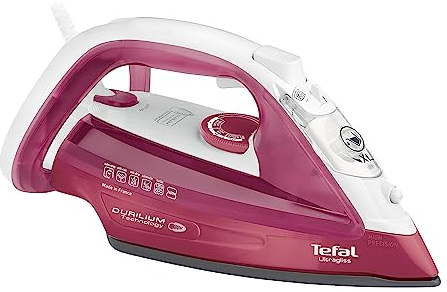 Tefal Ferro da stiro a vapore Ultragliss FV4920 | Eccellente scorrevolezza | Massima distribuzione del vapore | Modalità Eco | 2.400 W | 140 g/min Steam Burst | Rosso/bianco (presa EU)