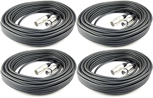 Adam Hall Cables 4 Stück K3MMF2000 Mikrofonkabel XLR female auf XLR male DMX Audio Kabel 3 pol polig (20 m, Schwarz, 4)