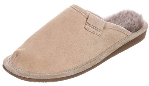 Hollert Damen Merino Lammfell Hausschuhe Frau Holle BEIGE Pantoffeln 100% Merino Schaffell Echtleder für Wohlgefühl - warm, atmungsaktiv Schuhgröße EUR 39