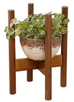 Plant Stand Cross Flower Pot Rack, Morbuy Retro Expandable Plant Holder Wood Display Stand Potted Rack for Indoor and Outdoor (11.0 x 5.9 inch,Walnut Color)