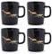 Coffeezone 12 oz Matte Ceramic Marble Tea Coffee Mugs Luxury Gold Inlay (Black, 4 Mugs Gold Marble)