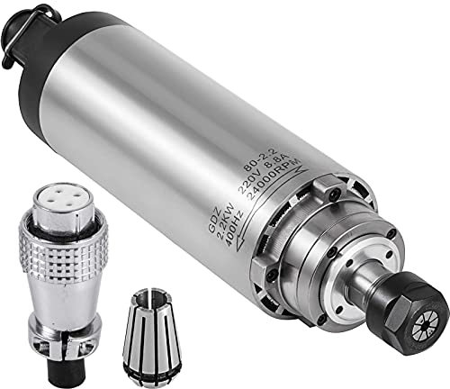 VEVOR Nueva Motor 2,2 KW 220 V, Motor Refrigerado por Aire, Motor de Husillo Enfriado por Aire ER20, Motor de Husillo 24,000 RPM 400 Hz para Fresadora de Grabado CNC Router