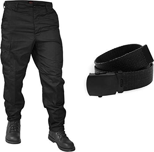 normani BDU Rangerhose Freizeithose mit originalem BDU Gürtel Farbe Schwarz Größe XL