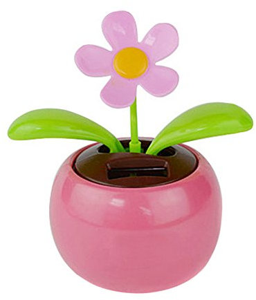 Benoon Decorazione di Fiori Danzanti Solari, Decorazioni per La Casa in Stile Auto Giocattolo con Fiori Animati Oscillanti Ad Energia Solare Rosa