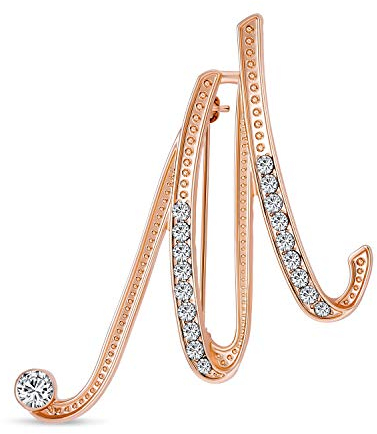 Großes Statement Abc Pave Crystal Cursive Script Monogramm Buchstaben Alphabet Initiale M Schal Revers Pin Brosche Für Frauen Rose Gold Plattiert