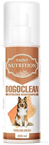 Saint Nutrition® Dogoclean Hundeshampoo – für glänzendes Fell und bessere Kämmbarkeit – natürliches Schutzschild gegen Flöhe, Zecken, Milben, unangenehmen Geruch und Juckreiz – auch für Welpen