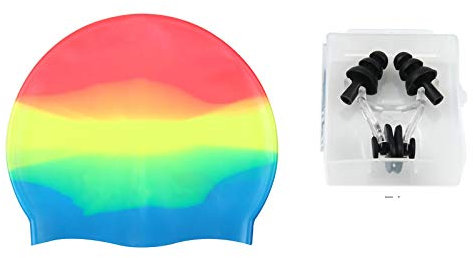 YCYUYK 1 bonnet de bain extra large en silicone pour femme et homme - Arc-en-ciel